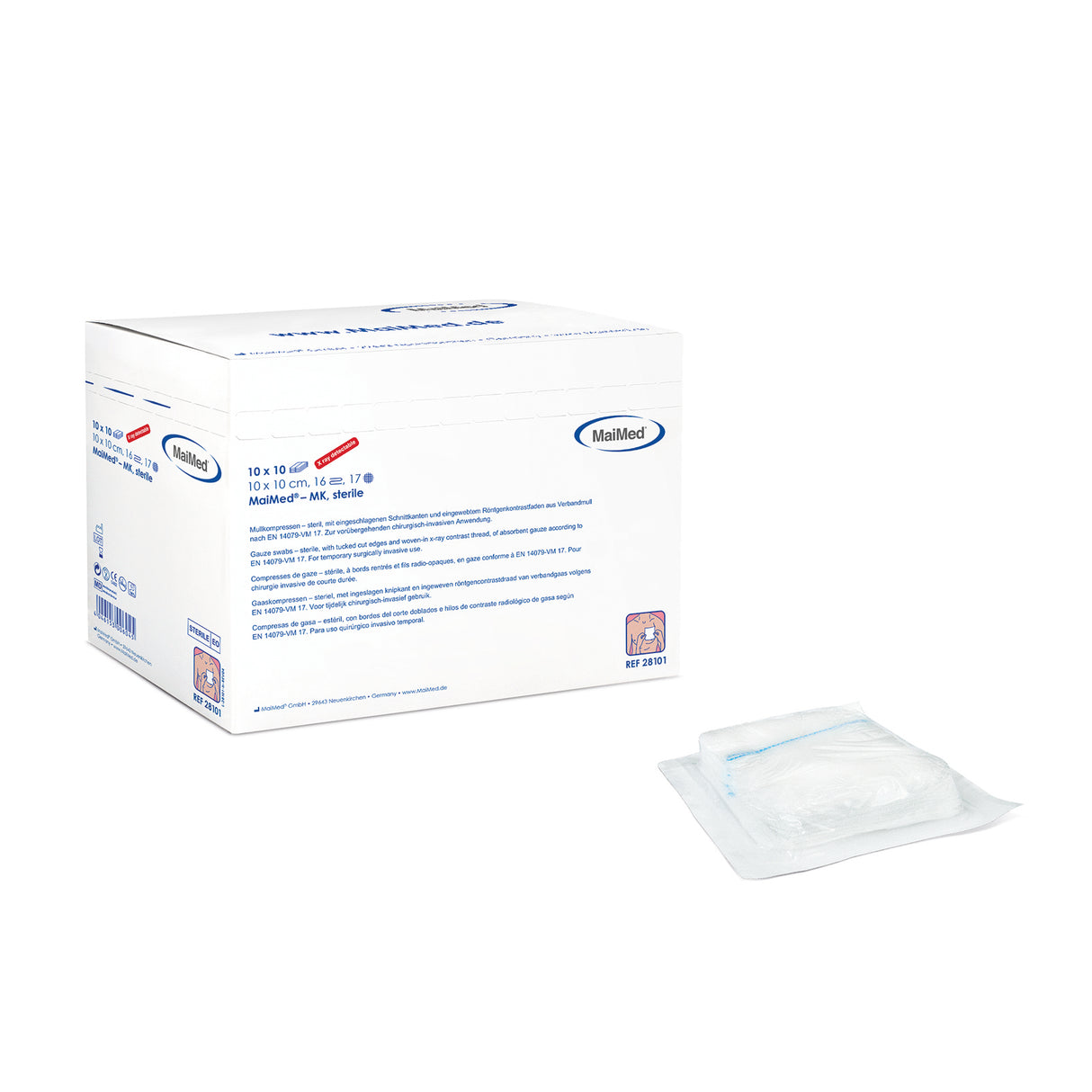MaiMed® Mullkompressen steril RÖKO 10 x 10 Stück 16-fach 5 x 5 cm