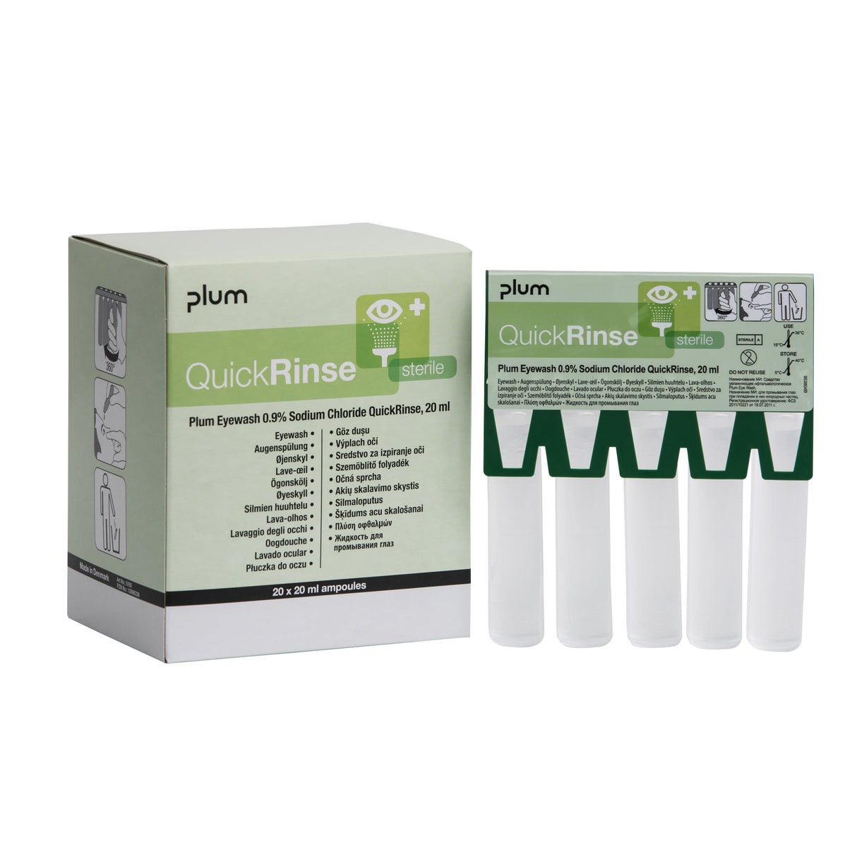 Plum QuickRinse Augenspülampullen steril – 20 Ampullen à 20 ml, für QuickFix-Spender – Ansicht 2