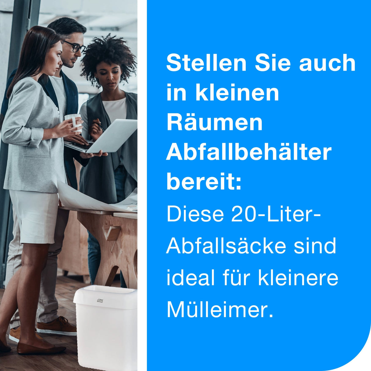 Tork Abfallsäcke Mini, 20 Liter, weiß, B2, aus 33 % PCR-Material – Ansicht 4