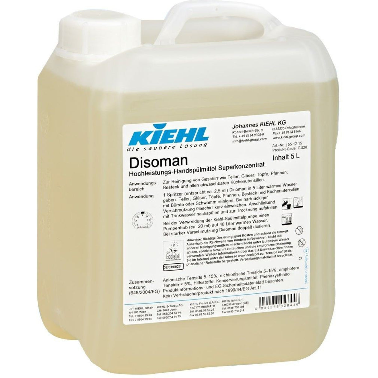 Kiehl Disoman Handspülmittel Superkonzentrat – 5 Liter - Kanister