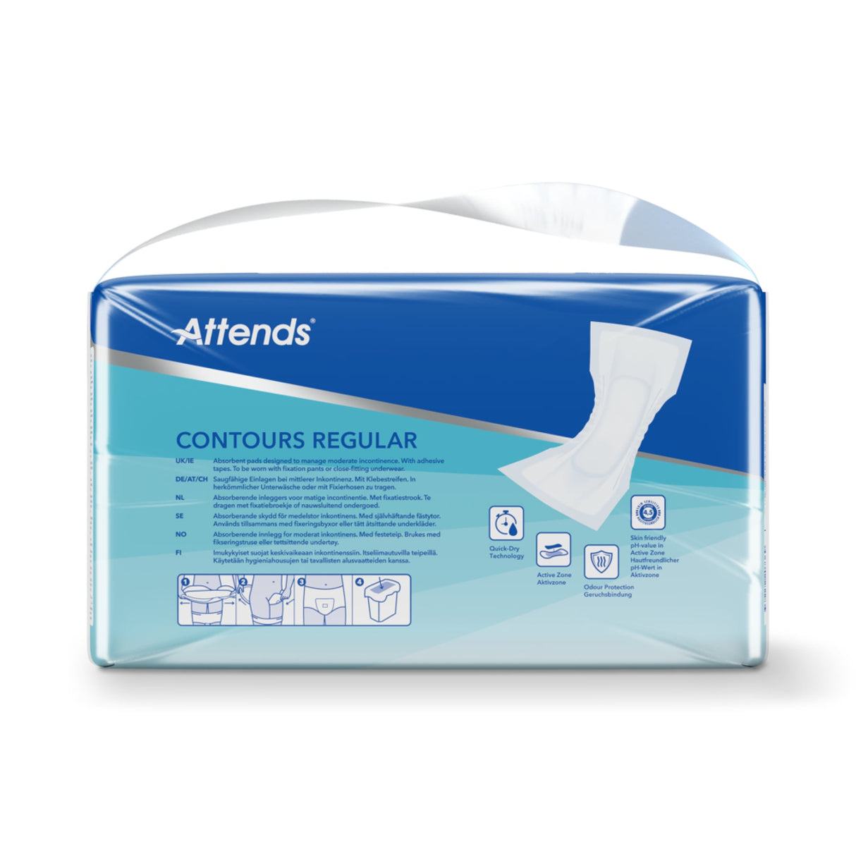 Attends Contours Regular Inkontinenzvorlagen – anatomisch geformt, hohe Saugleistung, hautfreundlich – Ansicht 3
