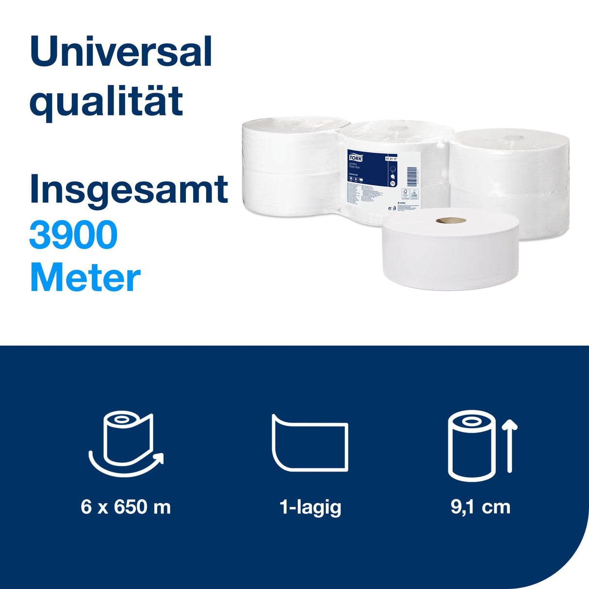 Tork Jumbo Toilettenpapier T1 Universal, 1-lagig, weiß – hohe Kapazität – Ansicht 2