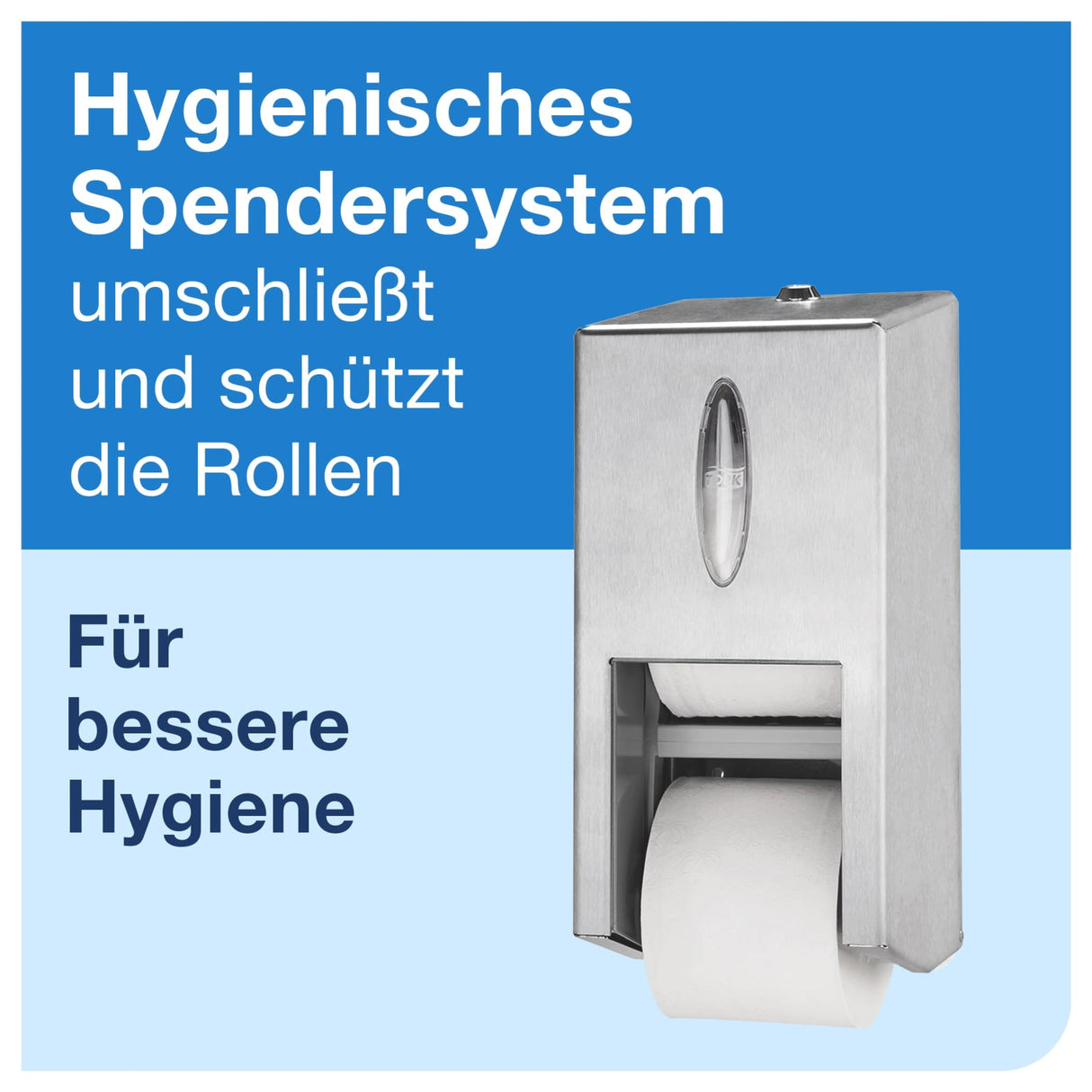 Tork OptiServe Doppelrollenspender T7 aus Edelstahl, langlebig und chemikalienbeständig – Ansicht 2