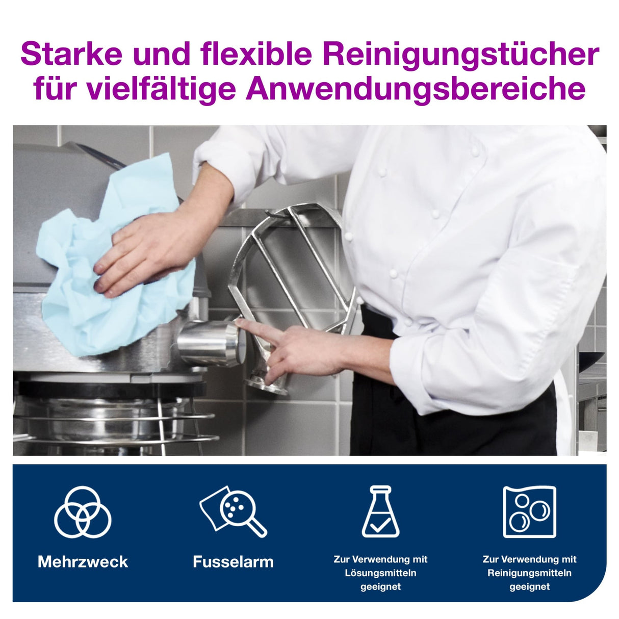 Tork Fusselarme Reinigungstücher, 1-lagig, blau, W1/W2/W3 – Ansicht 5