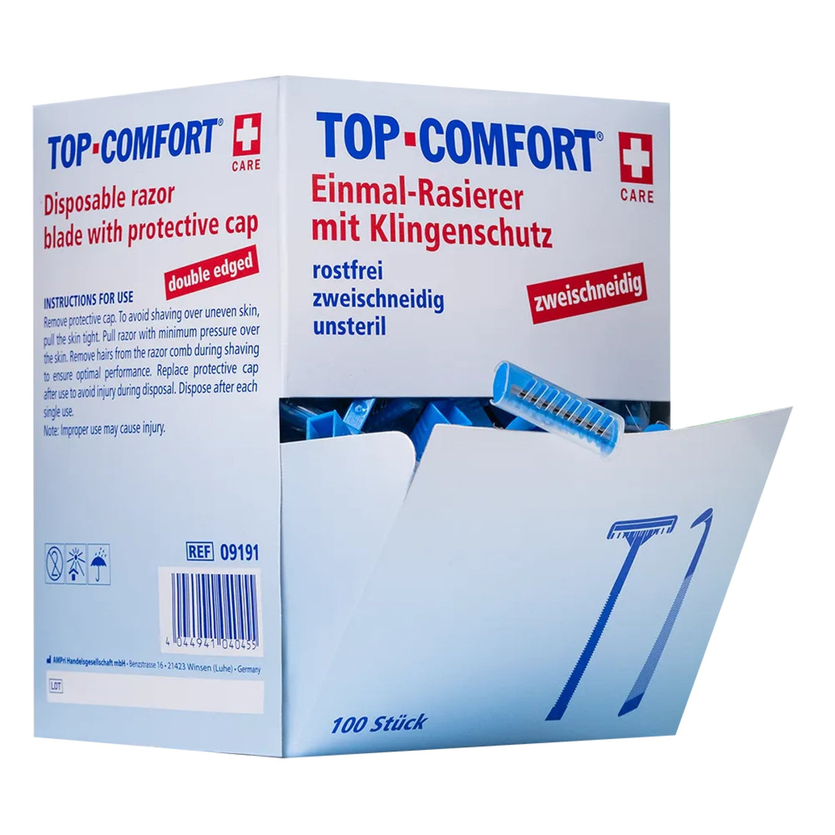 TOP COMFORT Einwegrasierer, zweischneidig, blau