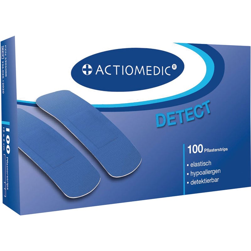 Actiomedic DETECT Pflasterstrips, blau – detektierbar, elastisch und einzeln versiegelt – Ansicht 2