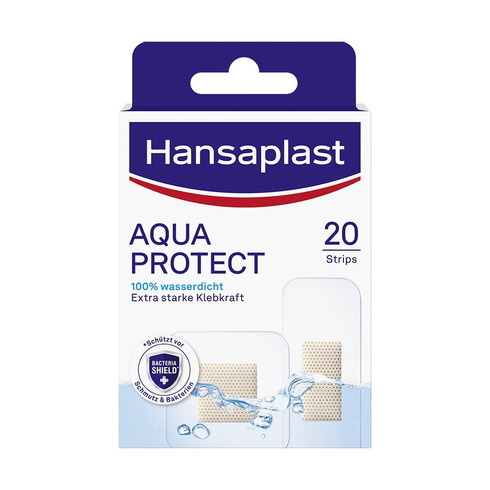 Hansaplast Aqua Protect Strips wasserdicht 20 Strips – Verpackung