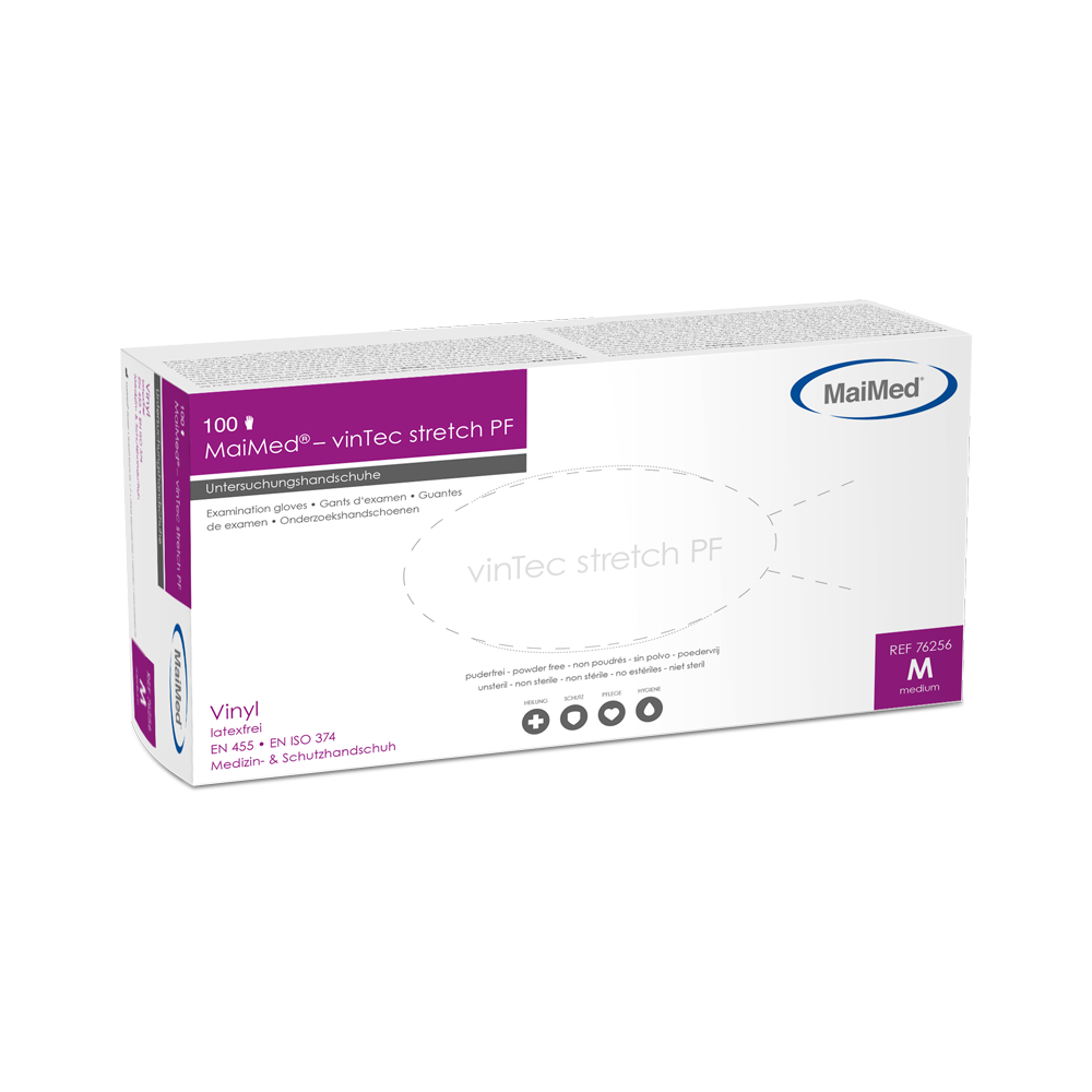 MaiMed® vinTec stretch PF Einmalhandschuhe, Vinyl 100 Stck.