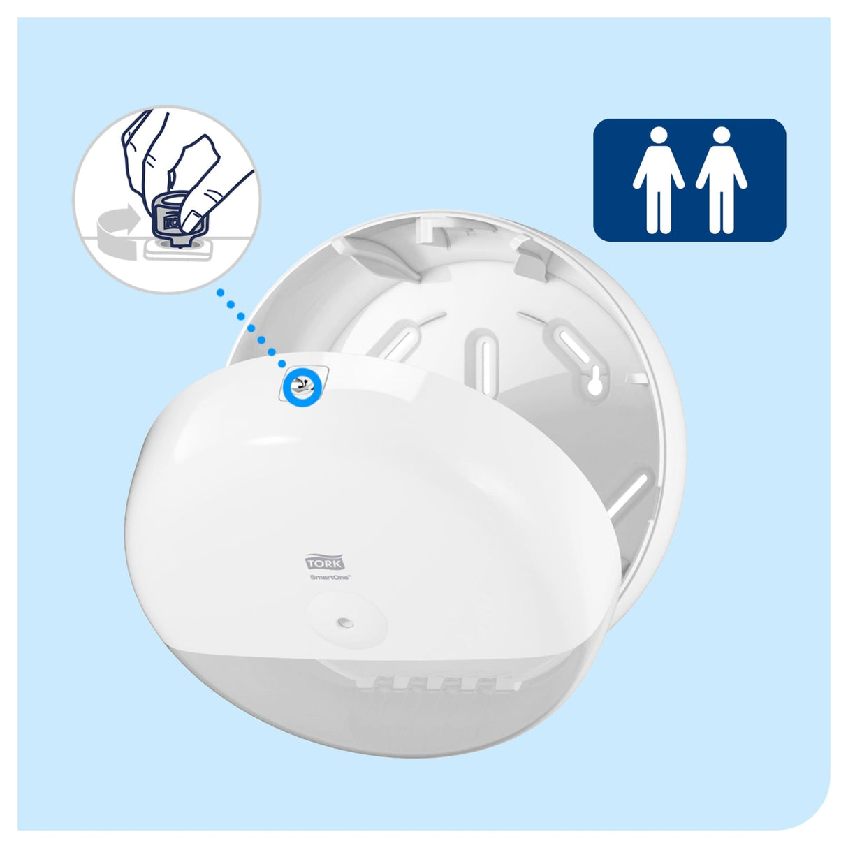 Tork SmartOne Toilettenpapierspender T8, robust mit Diebstahlschutz und Einzelblattausgabe – Ansicht 6