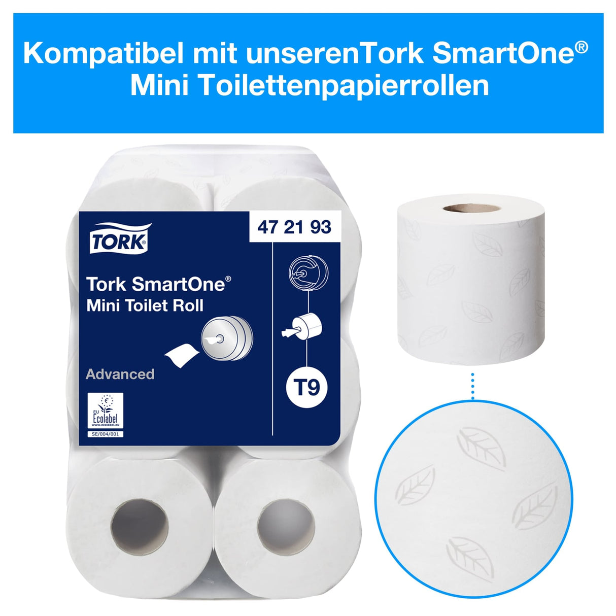 Tork SmartOne Mini Doppelrollenspender T9, Einzelblattausgabe für durchgehende Papierversorgung – Ansicht 11