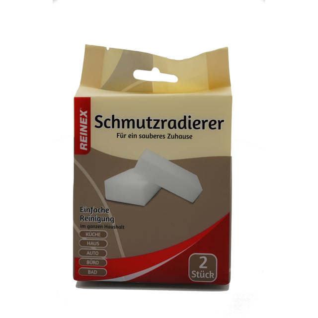 Reinex Schmutzradierschwamm, 2-teilig – entfernt Schmutz ganz ohne Chemie