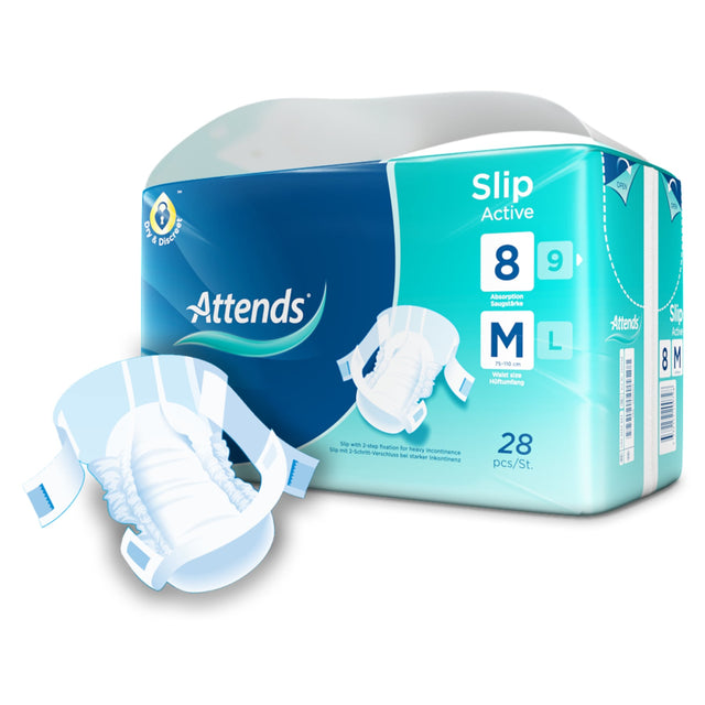 Attends Slip Active 8 Inkontinenzhosen mit 2-Schritt-Verschluss, atmungsaktiv