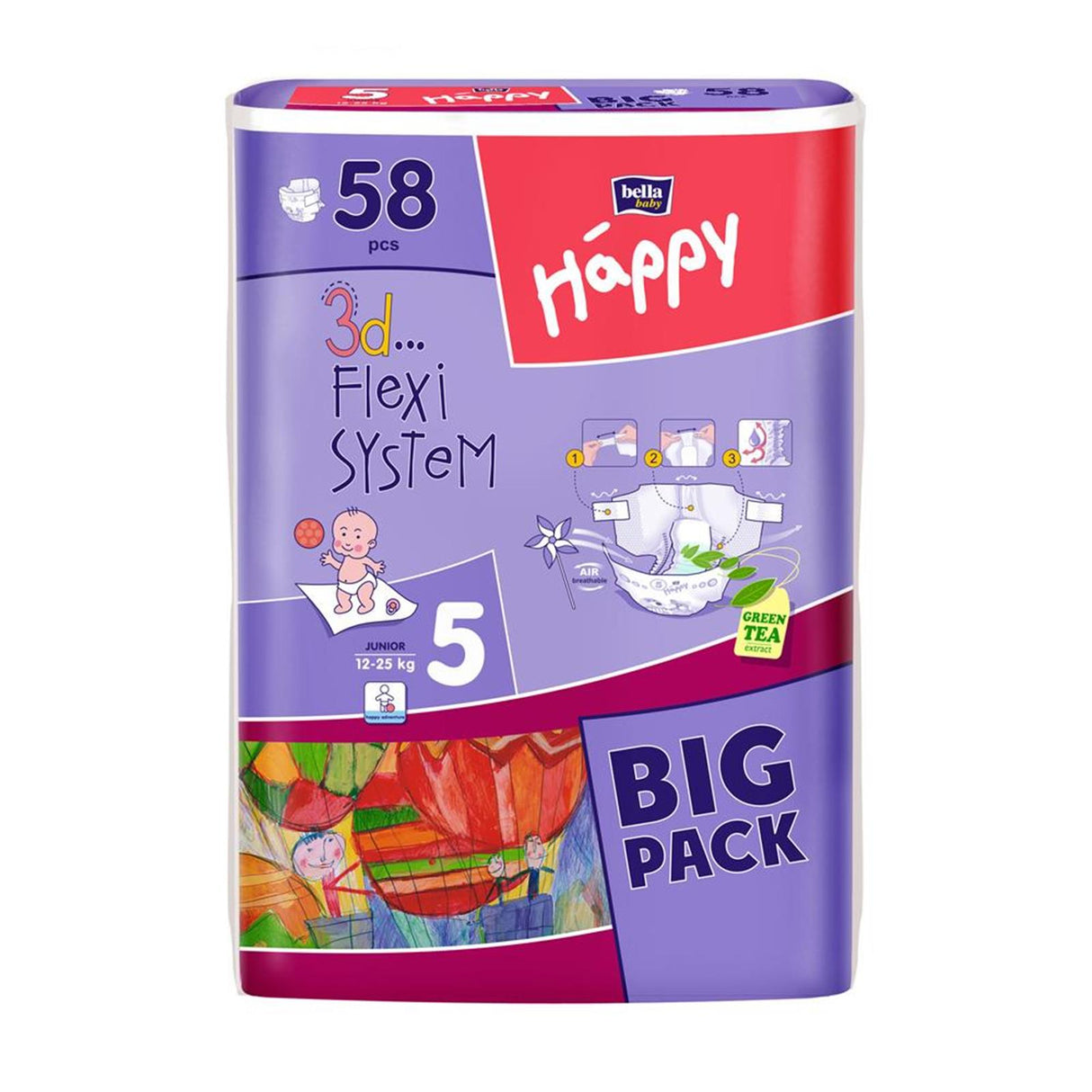 TZMO Bella Happy Windeln Junior 12-25 kg 58 Stück