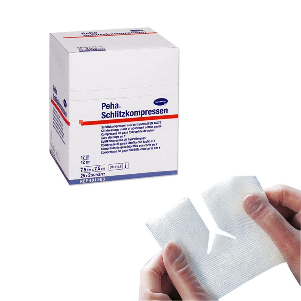 Hartmann Peha® Schlitzkompressen steril 12- lagig 25 x 2 Stück