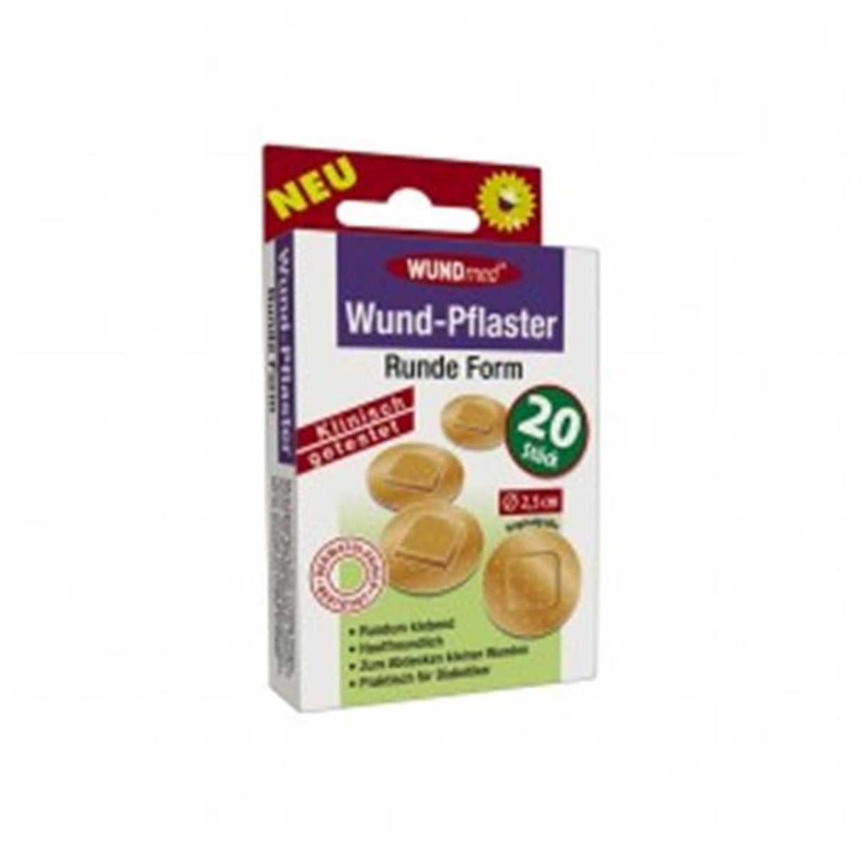 WUNDmed Wundpflaster runde Form hautfarben 2,5 cm 20 Stück