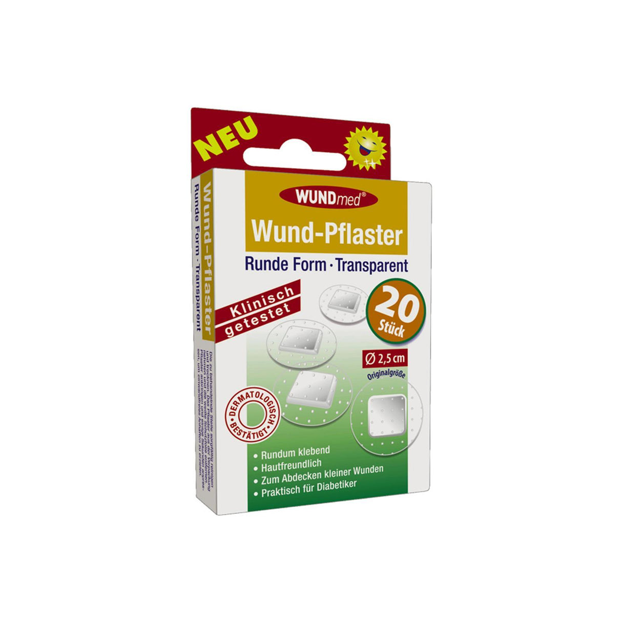 WUNDmed Wundpflaster runde Form transparent 2,5cm 20 Stück