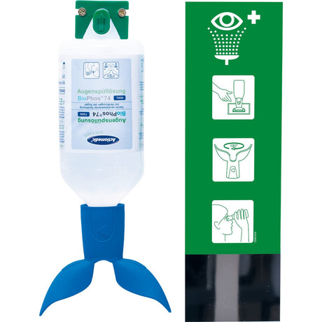 Actiomedic EYE CARE Augenspülstation TWIN Single II – zur Wandmontage, mit Piktogrammtafel und Spiegel