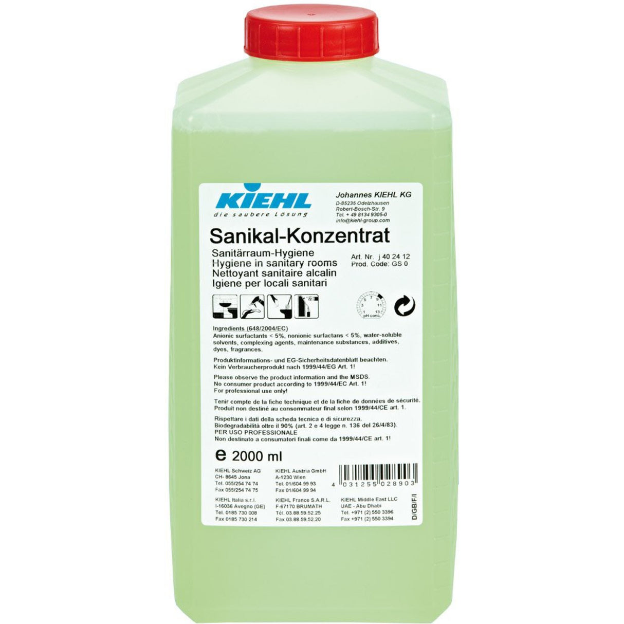 Kiehl Sanikal-Konzentrat Sanitärreiniger – 2 Liter Flasche