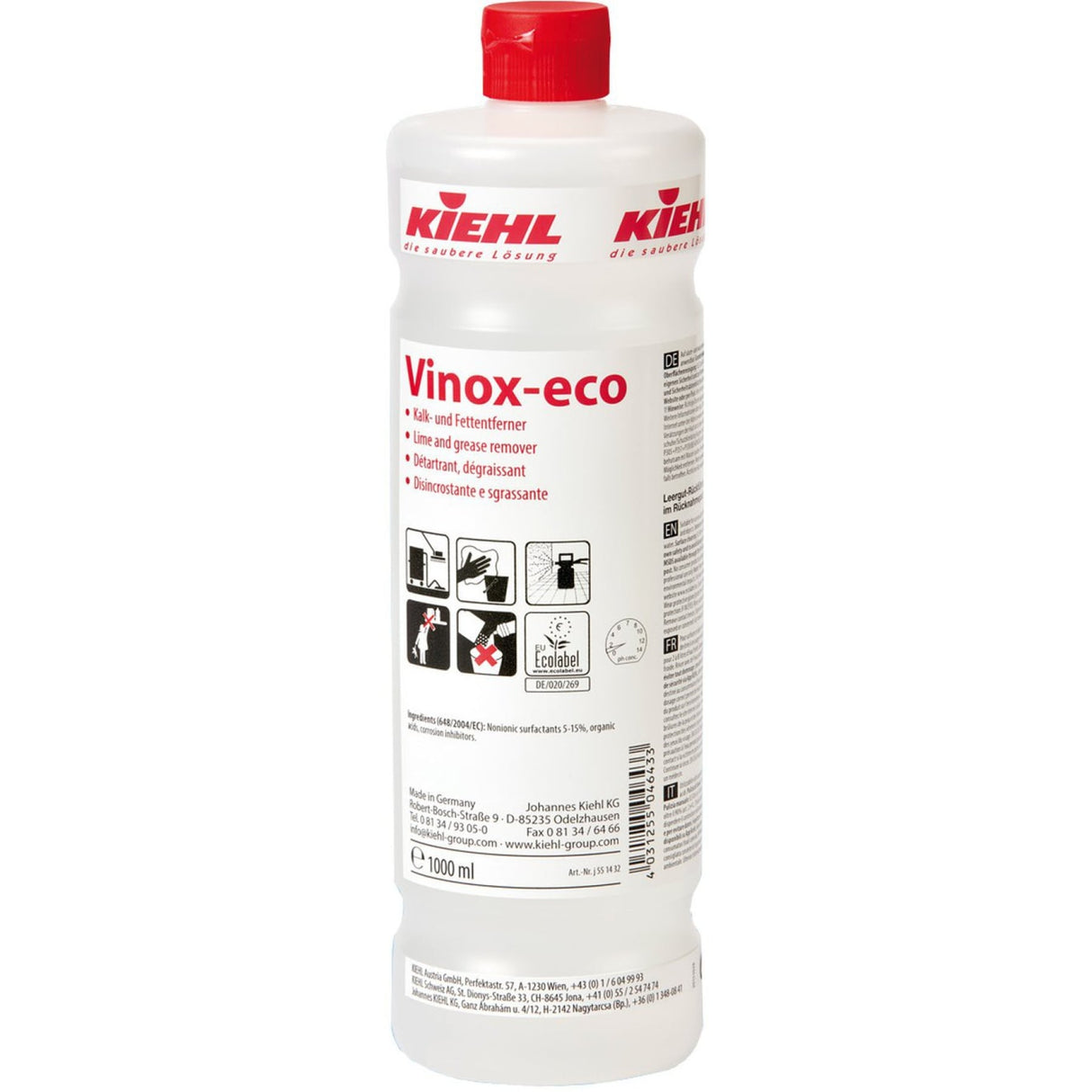 Kiehl Vinox-eco Kalk- und Fettentferner – 1000 ml - Flasche