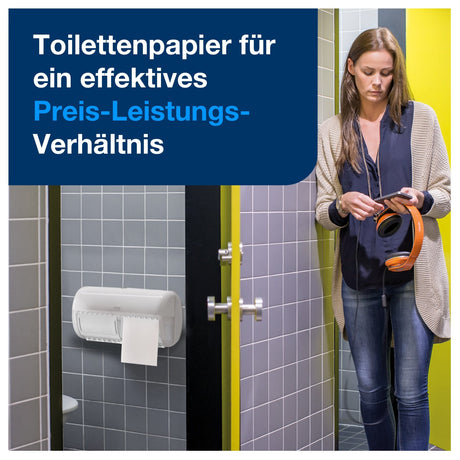 Tork Kleinrollen Toilettenpapier T4 Advanced, 2-lagig, weiß – 250 Blatt/Rolle – Ansicht 8