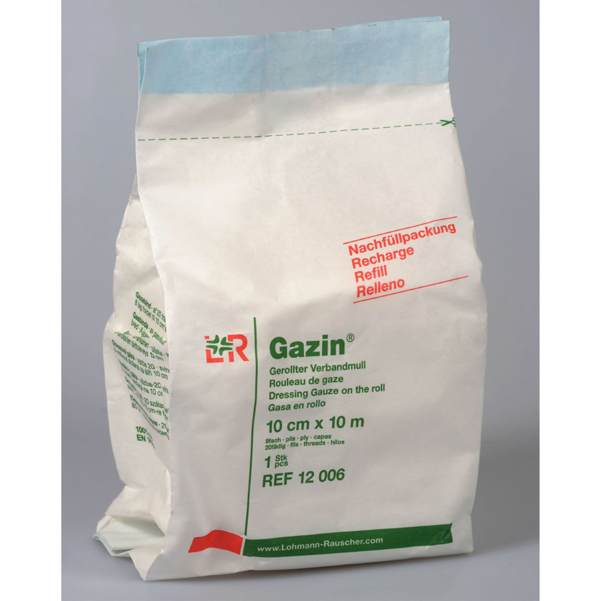 Lohmann Rauscher Gazin Verbandmull gerollt 8-fach Nachfüllpack 10 cm x 10 m