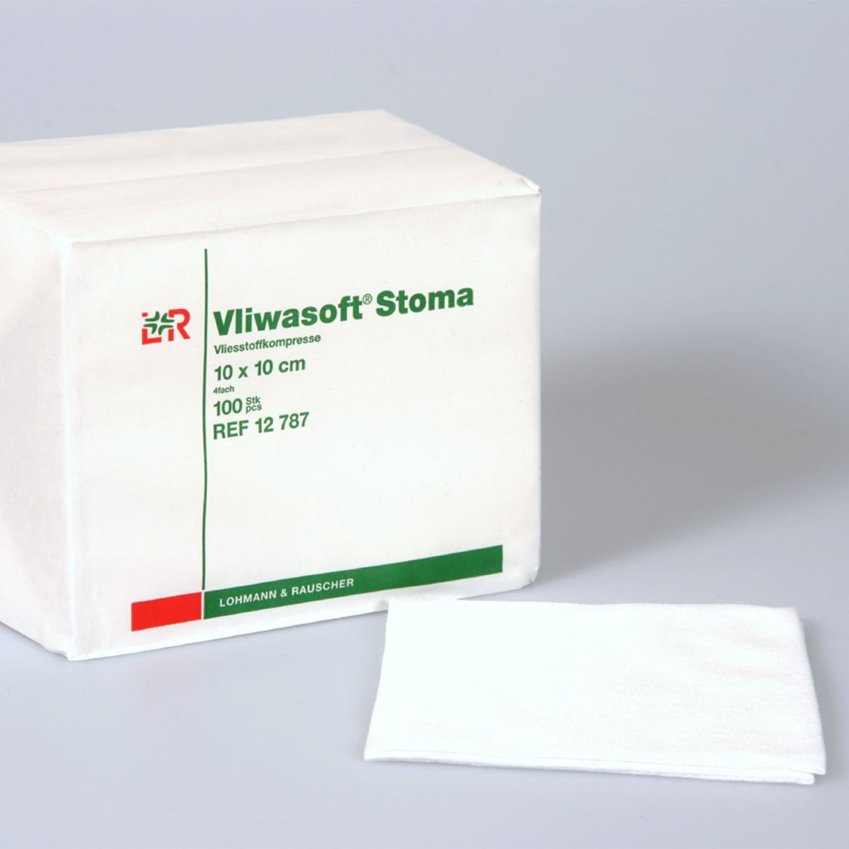 Lohmann Rauscher Vliwasoft Stoma Vliesstoffkompresse 4 - fach, 100 Stück 10 x 10 cm