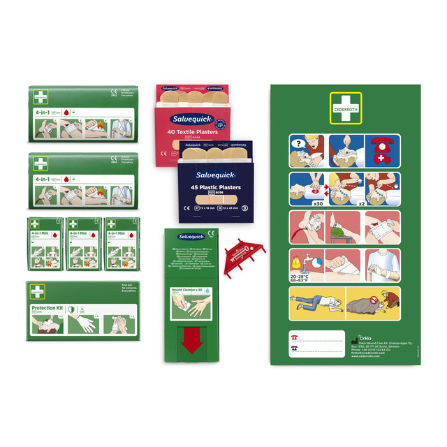 Cederroth Nachfüllpackung für Erste-Hilfe-Tafel mit Pflastern und Blutstillern