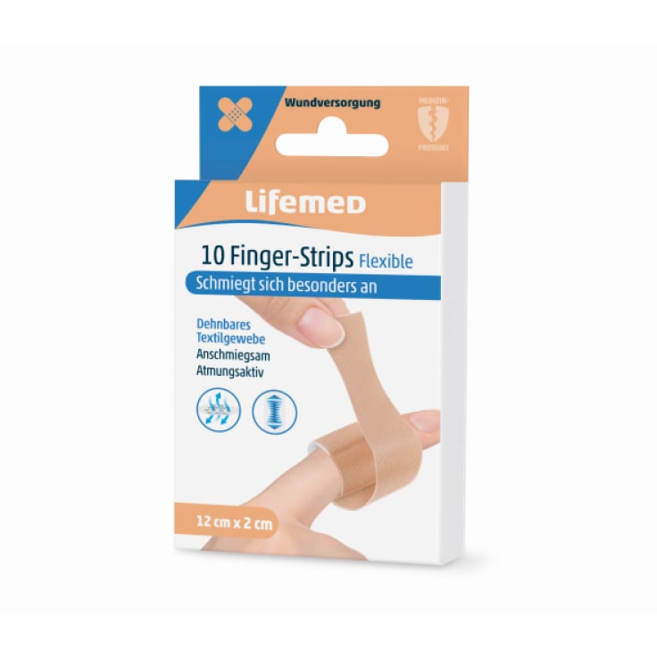 Lifemed Fingerpflaster atmungsaktiv längselastisch - 12 x 2 cm– 1 Packung = 4 Boxen á 10 Stück