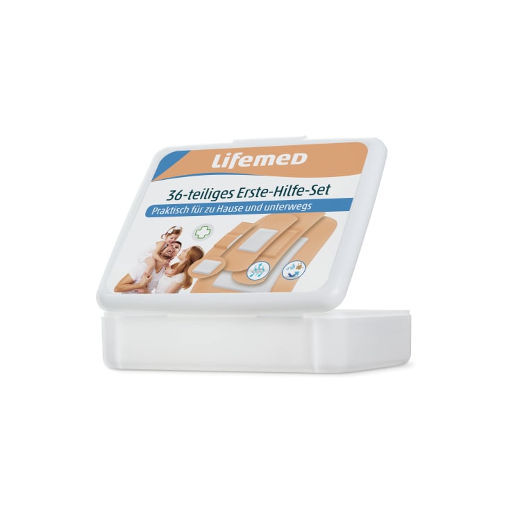 Lifemed 36 teiliges Erste-Hilfe Set, 5 Größen wasserabweisend Wundversorgung