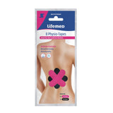 Lifemed Unterer Rücken Physio Tapes – 1 Set = 4 x pink und 4 x schwarz