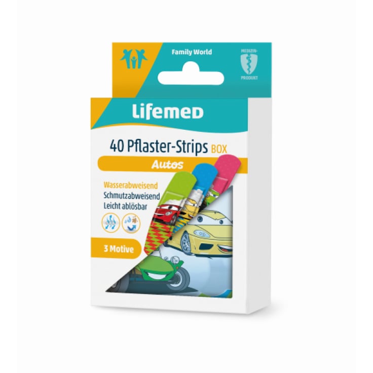 Lifemed Pflaster Strips Box kindgerechte Designs - 5,6 cm x 1,9 cm