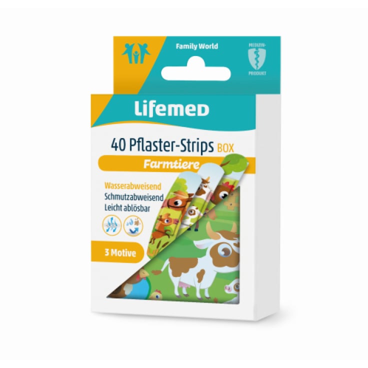 Lifemed Pflaster Strips Box kindgerechte Designs - 5,6 cm x 1,9 cm