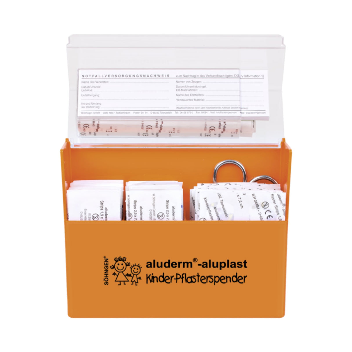 Söhngen Pflasterspender Kinder aluderm-aluplast, mit Schere und Notfallblock