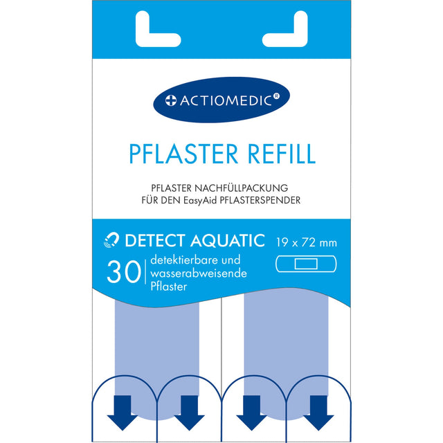 Actiomedic EasyAid DETECT/AQUATIC Pflasterstrips, 19 x 72 mm – detektierbar und wasserabweisend