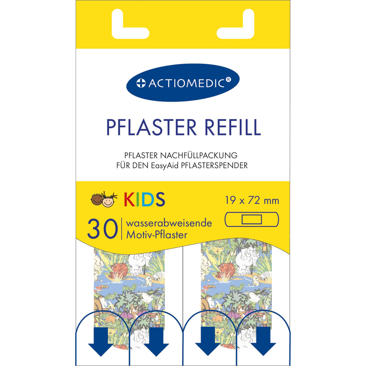 Actiomedic EasyAid KIDS Pflasterstrips – wasserabweisend, hypoallergen und mit Jungle-Motiv
