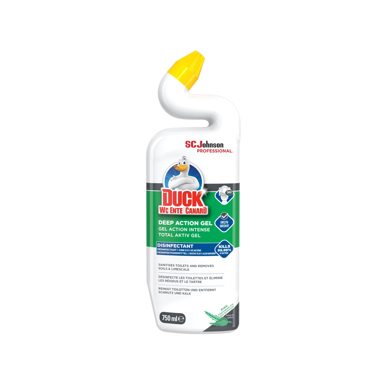 WC-Ente Total Aktiv Gel WC-Reiniger mit Entenhals-Technologie, Waldfrische