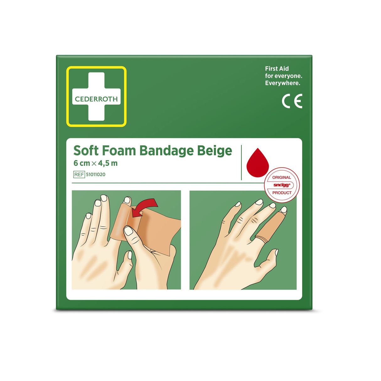 Cederroth Fingerverband Soft Foam, selbstklebend, 6 cm x 4,5 m – Beige – Ansicht 2