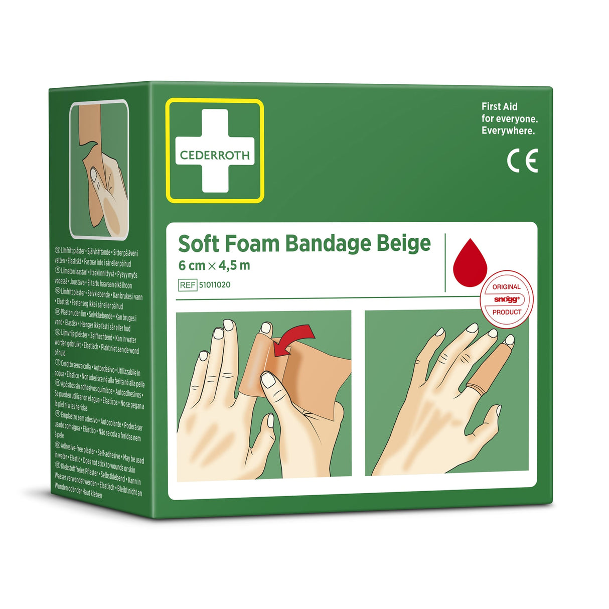 Cederroth Fingerverband Soft Foam, selbstklebend, 6 cm x 4,5 m – Beige – Ansicht 3