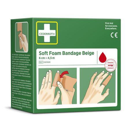 Cederroth Fingerverband Soft Foam, selbstklebend, 6 cm x 4,5 m – Beige – Ansicht 3