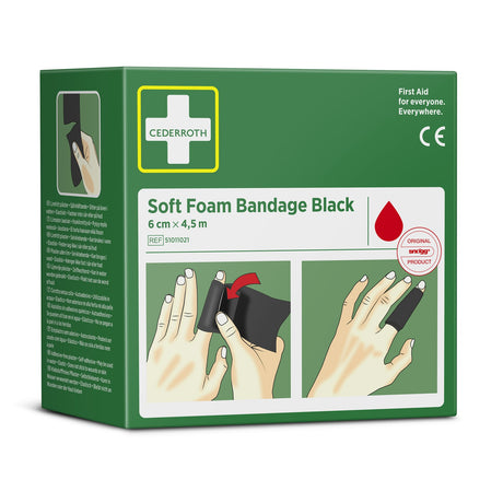 Cederroth Fingerverband Soft Foam, selbstklebend, 6 cm x 4,5 m – Schwarz – Ansicht 7