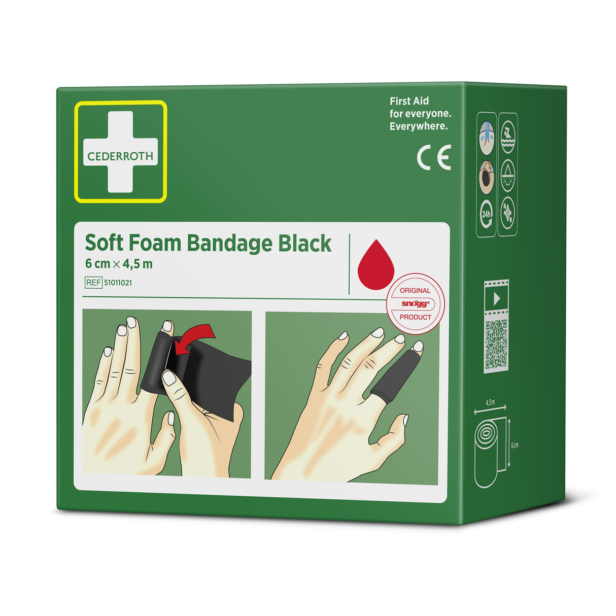 Cederroth Fingerverband Soft Foam, selbstklebend, 6 cm x 4,5 m – Schwarz – Ansicht 8