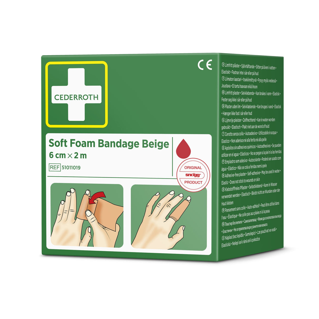 Cederroth Fingerverband Soft Foam, selbstklebend, 6 cm x 2 m – Beige – Ansicht 4