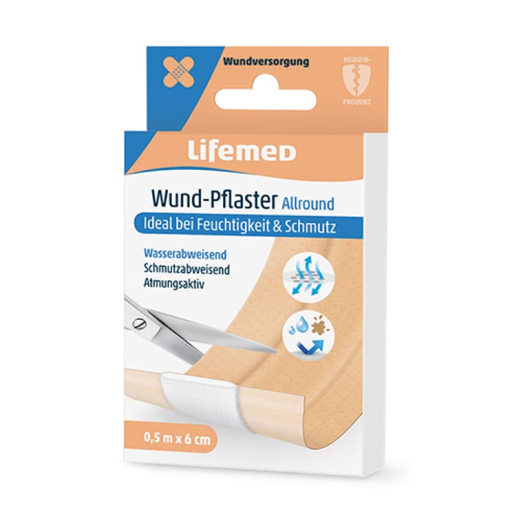 Lifemed Wundpflaster Allround atmungsaktiv - 0,5 m x 6 cm – 1 Packung = 1 Streifen