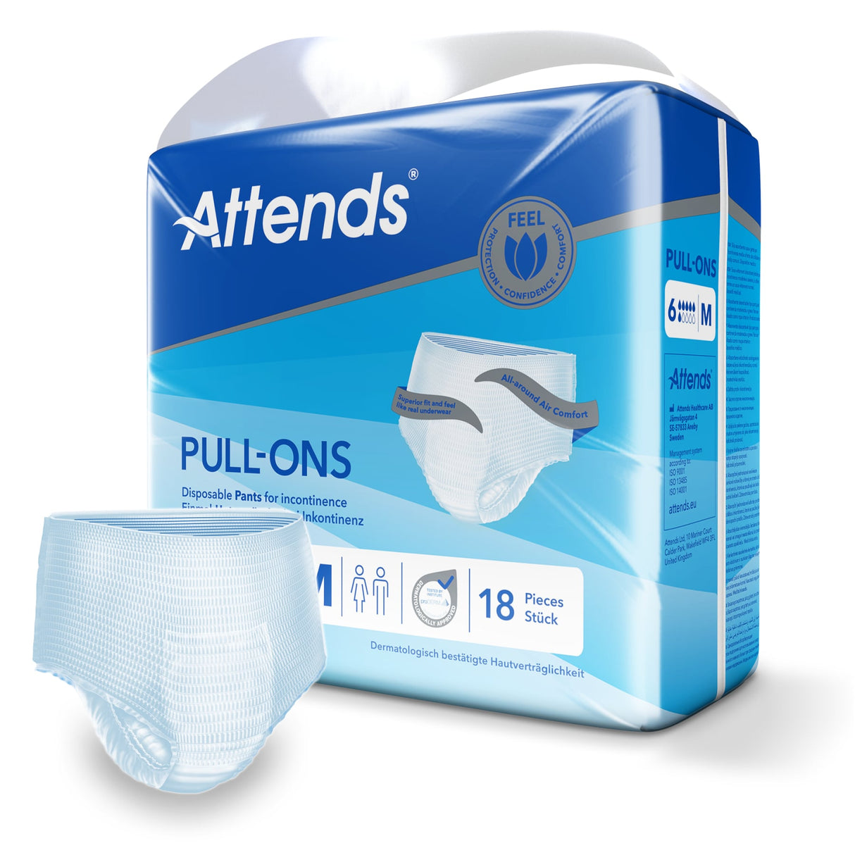 Attends Pull-Ons 6 Inkontinenzhosen, latexfrei – für mittlere bis starke Inkontinenz