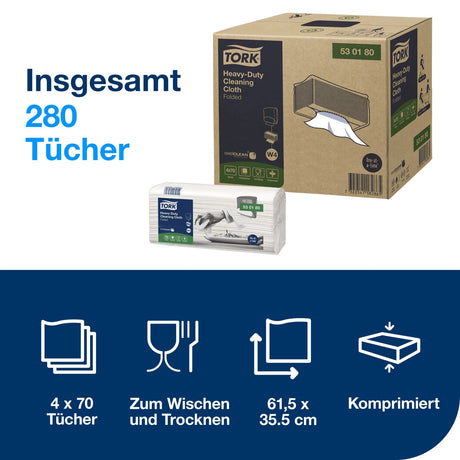 Tork Extra Starke Reinigungstücher W4, 1-lagig, weiß, 61,5 x 35,5 cm – Ansicht 2