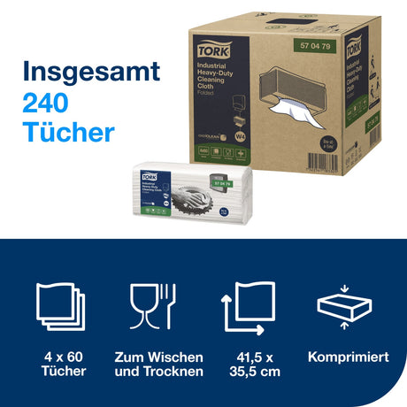 Tork Extra Starke Industrie Reinigungstücher W4, 1-lagig, weiß – 60 Tücher/Packung – Ansicht 2