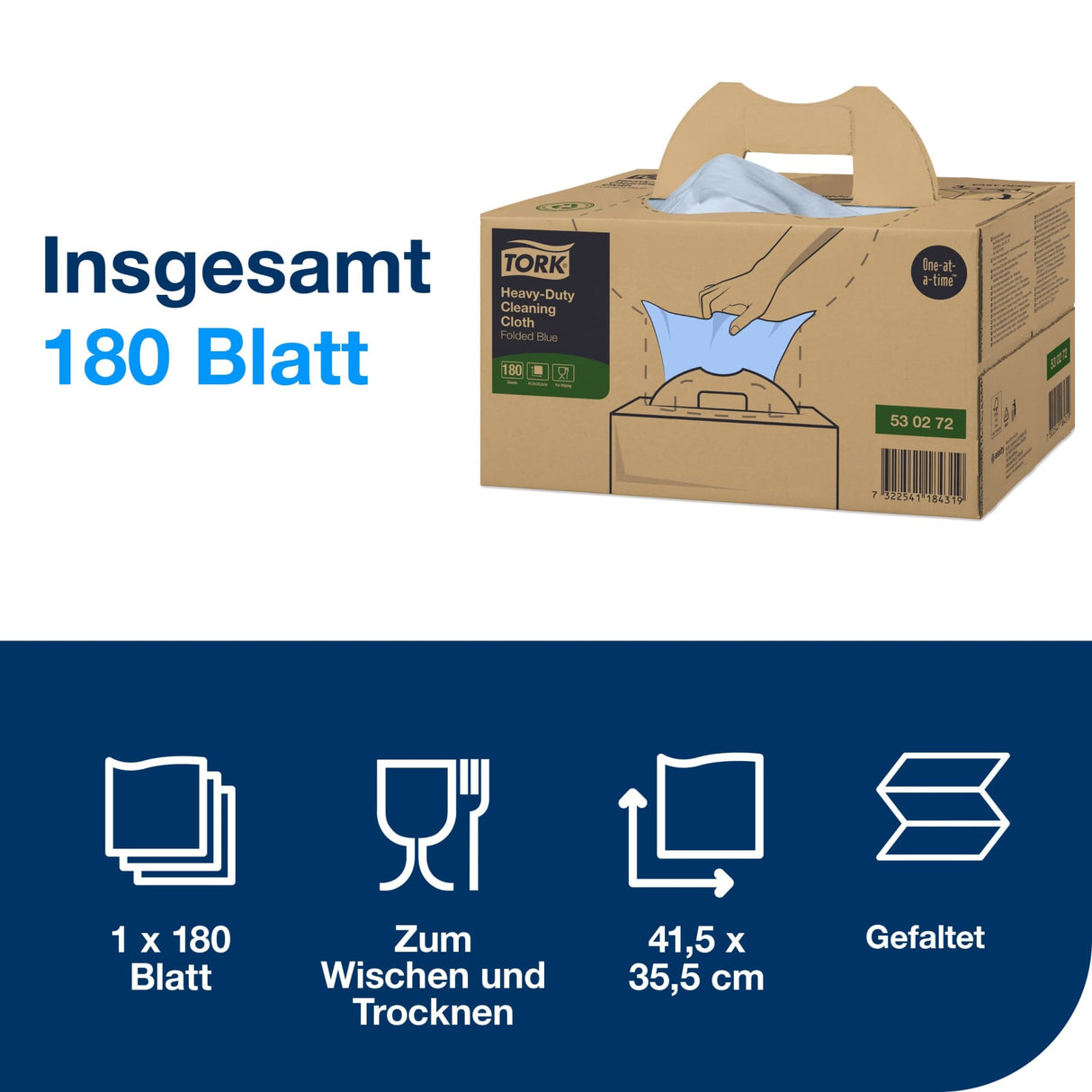 Tork Reinigungstücher W7, 1-lagig, blau, FSC-zertifiziert – Ansicht 2