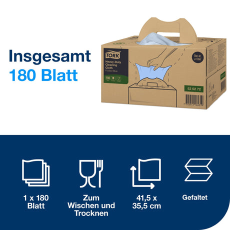 Tork Reinigungstücher W7, 1-lagig, blau, FSC-zertifiziert – Ansicht 2