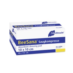 Meditrade BeeSana® Saugkompressen, 10 x 10 cm, steril