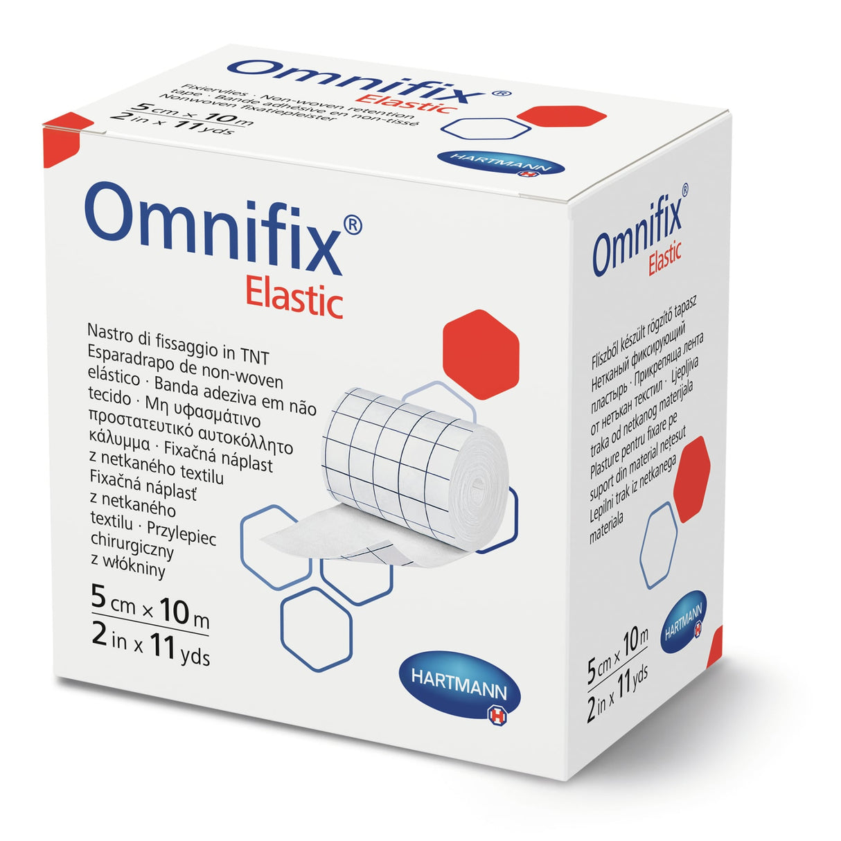 Hartmann Omnifix elastic Fixiervlies, 5 cm x 10 m, hypoallergen – Karton, 63 Packungen